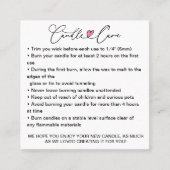 Eenvoudige kaarszorginstructies / voeg uw Logo toe Vierkante Visitekaartje (Voorkant)