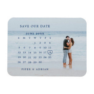 Eenvoudige kalenderfoto Weddenschap Save the Date Magneet