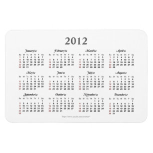 Eenvoudige kalenderpremie van 2012 Magnet Magneet