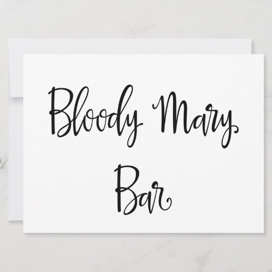 Eenvoudige kalligrafie | Bloody Mary bar huwelijks Kaart (Voorkant)