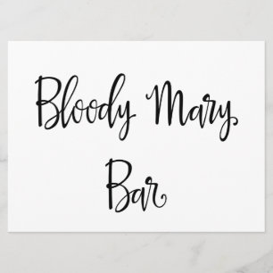 Eenvoudige kalligrafie Bloody Mary bar huwelijks Kaart