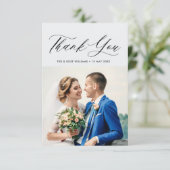 eenvoudige kalligrafie bruiloft bedankt (Staand voorkant)