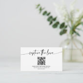 Eenvoudige kalligrafie Capture The Love QR-code Informatiekaartje (Staand voorkant)
