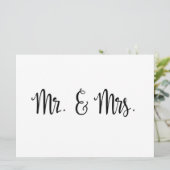 Eenvoudige kalligrafie | Dhr. en Mrs. trouwbord (Staand voorkant)