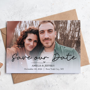 Eenvoudige kalligrafie foto save the date