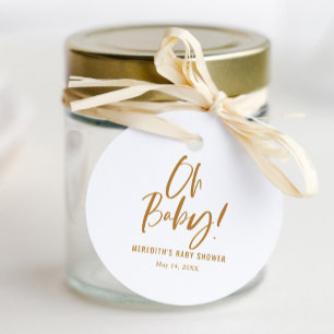 Eenvoudige kalligrafie Genderneutraal Baby shower Bedankjes Labels