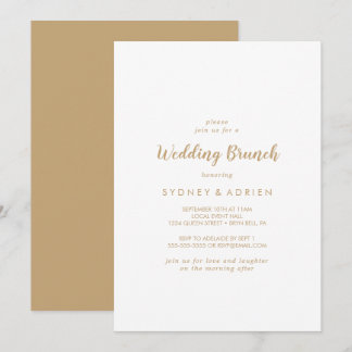 Eenvoudige kalligrafie|Gold Back Wedding Brunch Kaart