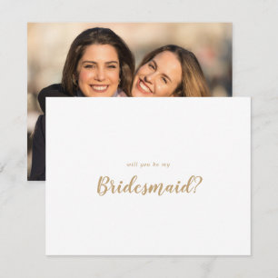 Eenvoudige kalligrafie Gold Foto's Mijn Bridesmaid Notitiekaartje