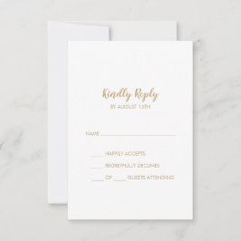 Eenvoudige kalligrafie|Gold Simple Wedding RSVP-Ka RSVP Kaartje