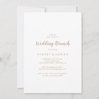 Eenvoudige kalligrafie | Gold Wedding Brunch Kaart