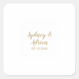 Eenvoudige kalligrafie|Gold Wedding Envelope-zegel Vierkante Sticker