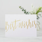 Eenvoudige kalligrafie goud "Beste wensen" Kaart (Staand voorkant)