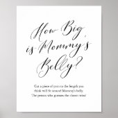 Eenvoudige kalligrafie Hoe groot is mama's Belly G Poster (Voorkant)