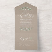 Eenvoudige kalligrafie kraft rustic greenery bruil all in one uitnodiging (Binnen)