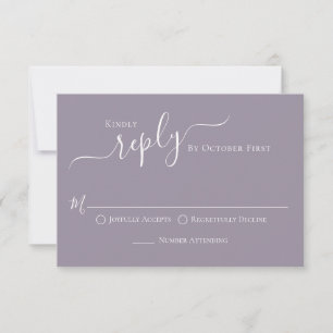 Eenvoudige kalligrafie Lavendel Lila Maaltijd keuz RSVP Kaartje
