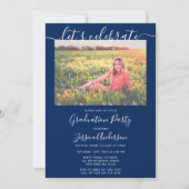 Eenvoudige kalligrafie Navy Blue Afstuderen 2 Foto Kaart (Achterkant)