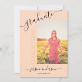 Eenvoudige kalligrafie Pastel Peach Afstuderen 2 F Kaart (Voorkant)