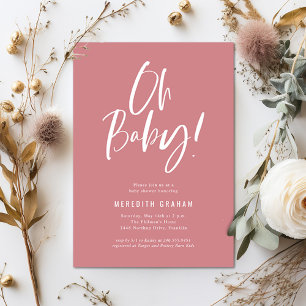 Eenvoudige kalligrafie roze meisje Baby shower Kaart