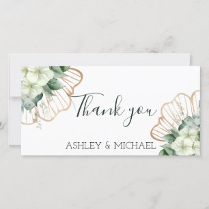 Eenvoudige kalligrafie Rustic Greenery Floral Wedd Bedankkaart