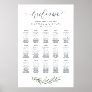 Eenvoudige kalligrafie Rustic Greenery Seating Cha Poster