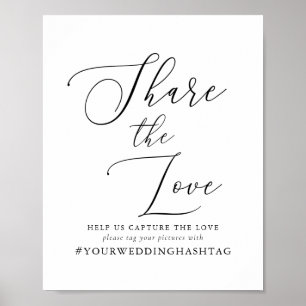 Eenvoudige kalligrafie Rustic Wedding Hashtag Poster