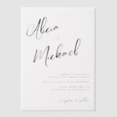 Eenvoudige kalligrafie script casual bruiloft vellum uitnodigingen (Voorkant)