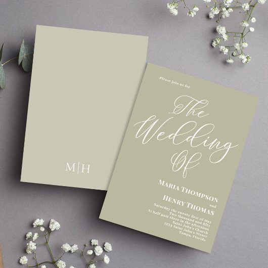 Eenvoudige kalligrafie Script Elegant Sage Green Kaart