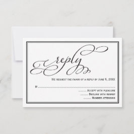 Eenvoudige kalligrafie script huwelijksreactiekaar RSVP kaartje