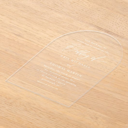 Eenvoudige kalligrafie script minimalistische brui acryl uitnodigingen (Laagn)