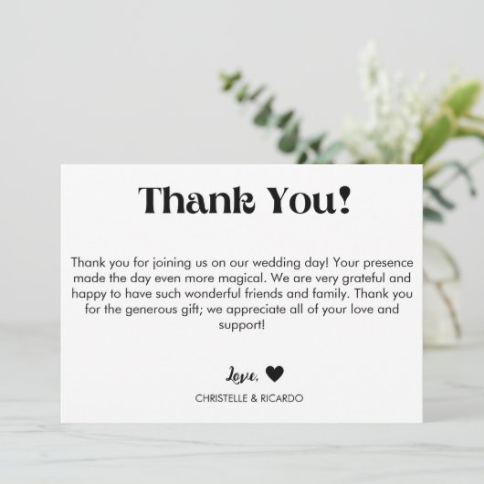 Eenvoudige kalligrafie script trouwkaart bedankkaa aankondiging (Staand voorkant)