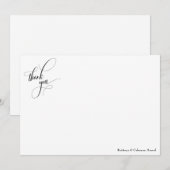 Eenvoudige kalligrafie zwart-wit bedankkaart (Voorkant / Achterkant)