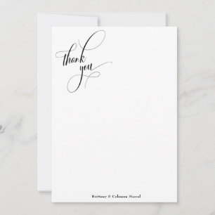 Eenvoudige kalligrafie zwart-wit bedankkaart