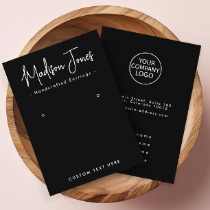Eenvoudige Kalligrafie Zwarte Oorbel Display Kaart Visitekaartje