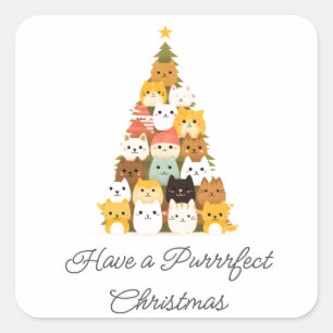 Eenvoudige kat kerst vierkante sticker