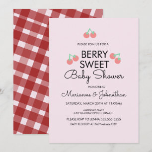 Eenvoudige Kersen Fruit Roze Rode Baby Shower  Kaart