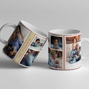 Eenvoudige Kerst 5 foto collage geel bordeauxrood Mok