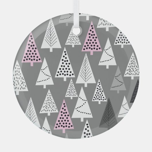 Eenvoudige kerst: Abstract boompatroon Glas Ornament (Voorkant)