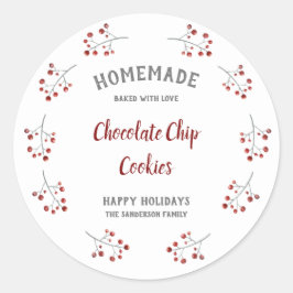 Eenvoudige kerst bessen krans vakantie bakken ronde sticker