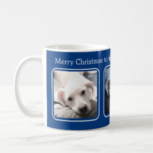Eenvoudige Kerst Drie Foto Blauw en Wit Koffiemok