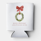 Eenvoudige Kerst Greenery Krans Red Bow Blikjeskoeler (Voorkant)