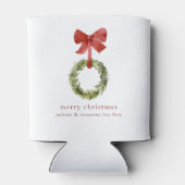 Eenvoudige Kerst Greenery Krans Red Bow Blikjeskoeler (Achterkant)