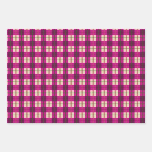 Eenvoudige kerst pllaid rood en roze geruit inpakpapier vel (Voorkant 2)