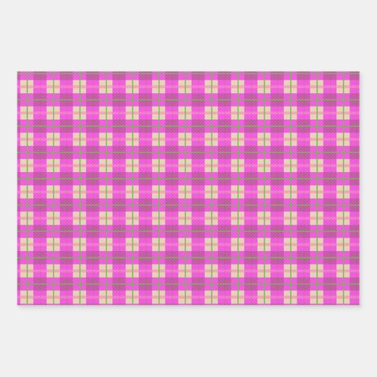 Eenvoudige kerst pllaid rood en roze geruit inpakpapier vel (Voorkant)