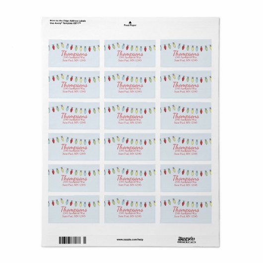 Eenvoudige Kerst String Lights Custom Etiket (Full Sheet)