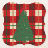 Eenvoudige kerstboom met rode rode en groene tinne kartonnen onderzetters (Voorkant)