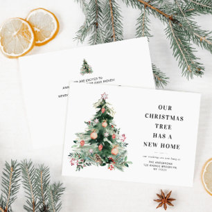 Eenvoudige kerstboom vakantie bewegende aankondigi feestdagenkaart