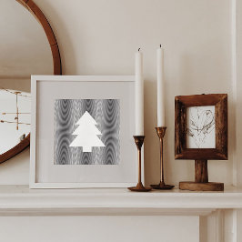 Eenvoudige Kerstboom Zwart & Wit Strepen Trippy Feestdagenkaart