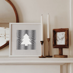 Eenvoudige kerstboom zwart-witte strepen Trippy Feestdagenkaart