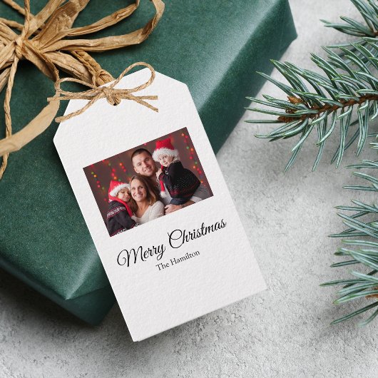 Eenvoudige kerstfoto cadeaulabel