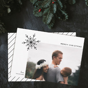 Eenvoudige kerstfoto Snowflake Japandi Feestdagenkaart